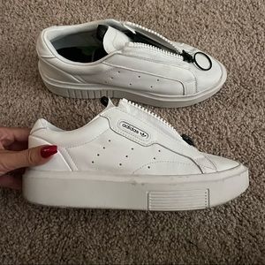 adidas | Shoes | White Adidas Sleek Zip Up Platform Sneakers | Poshmark